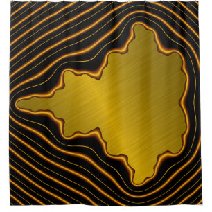 Black Gold Mandelbrot Fractal With Gold Gradient Shower Curtain