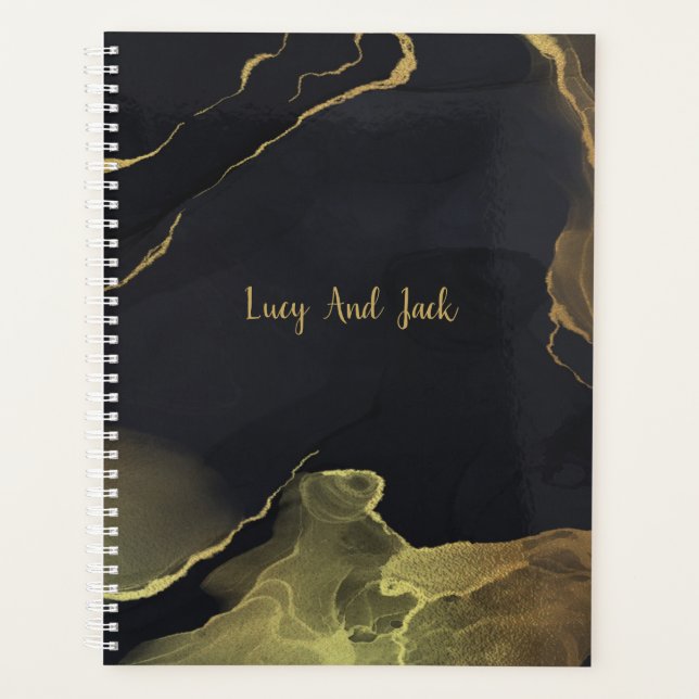 black & Gold Marble  3 Ring Binder Planner (Front)