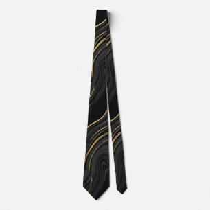 Black & Gold Marble Abstract Tie