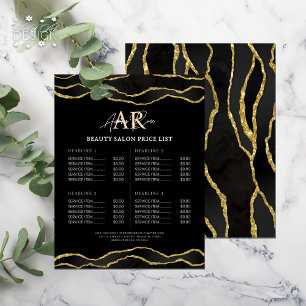 Black Gold Marble Agate Beauty Salon Price List 
