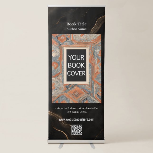 Black Gold Marble Author Book Launch Display Retractable Banner (Front)