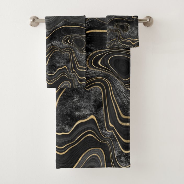 BLACK GOLD MARBLE BATHROOM TOWEL SET Zazzle.co.uk