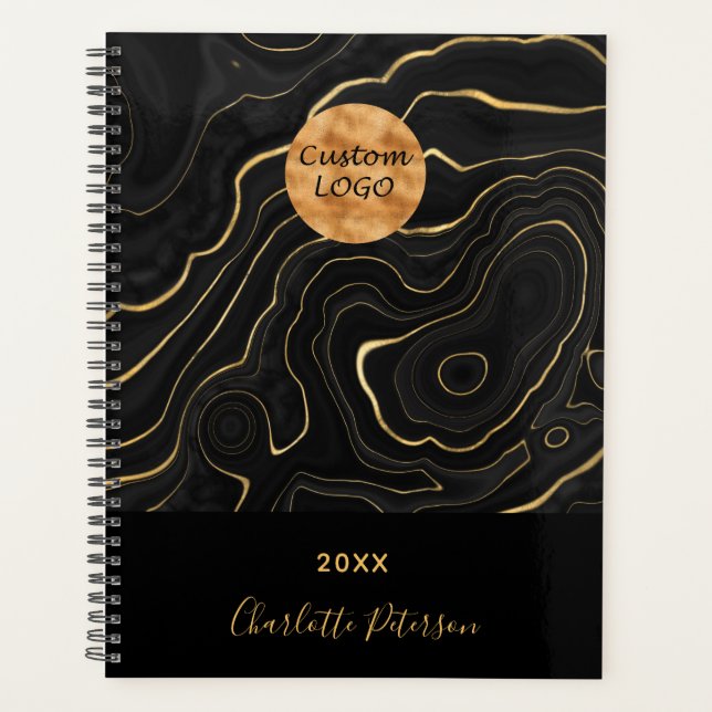 Black gold marble business logo planner (Front)
