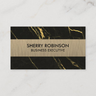 Black Gold Marble   Dark Metallic Brushed Business Card