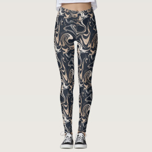Black Gold Marble Designer Women Leggings