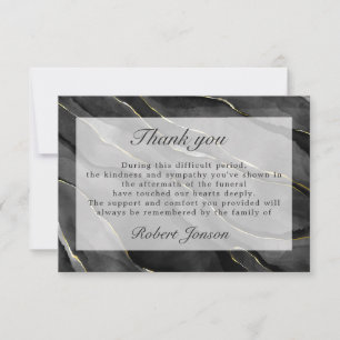 Black Gold Marble Funeral Sympathy Family Photo Thank You Card