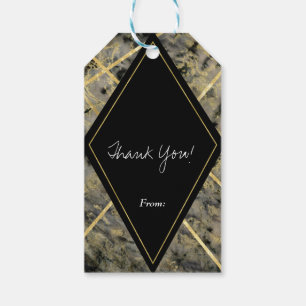 Black & Gold Marble Glam Party Favour Gift Tags