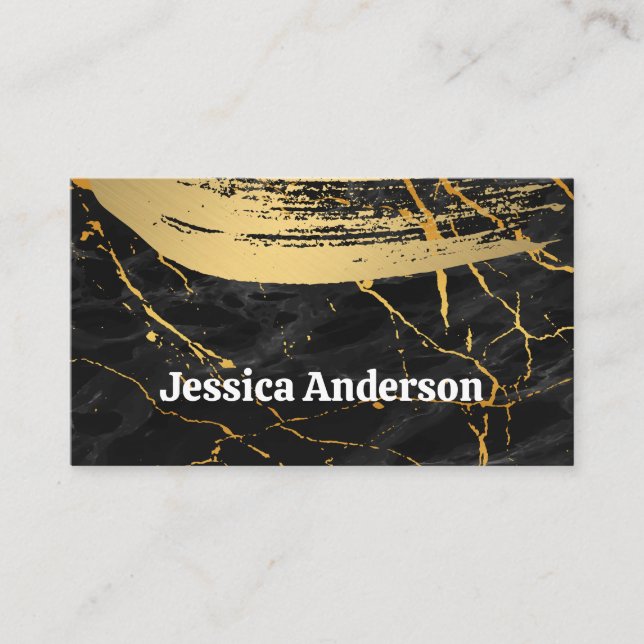 Black Gold Marble | Gold Brushed | Lux Business Card (Front)