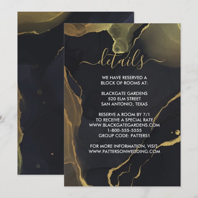 black & Gold Marble  Invitation (Front/Back)