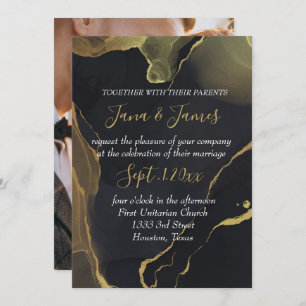 black & Gold Marble  invitation