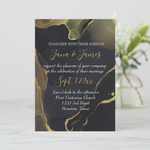 black & Gold Marble   invitation