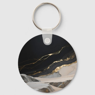 Black Gold Marble Landscape Key Ring