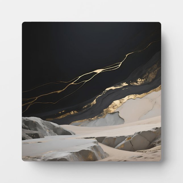 Black Gold Marble Landscape Plaque (Front)