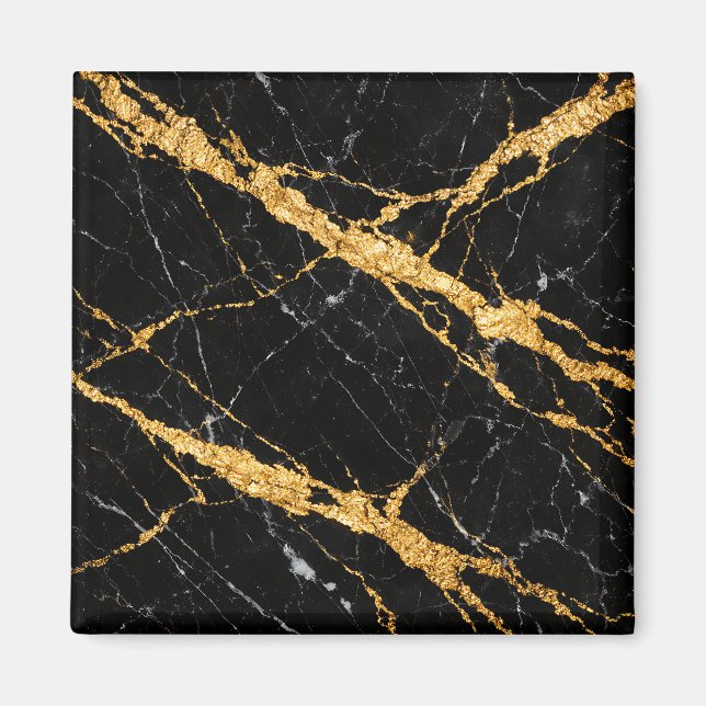 Black Gold Marble Luxe Pattern Magnet (Front)