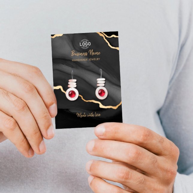 Black Gold Marble Luxury Earrings Display Card (Creator Uploaded)