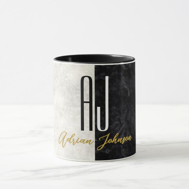 Black Gold Marble Monogram Mug (Center)