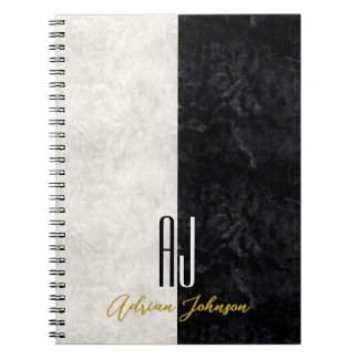 Black Gold Marble Monogram Notebook Journal