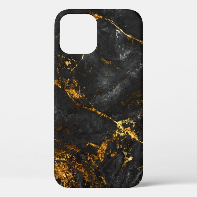 Black Gold Marble, Natural Pattern. Case-Mate iPhone Case (Back)