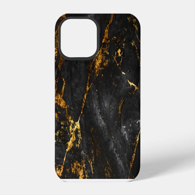 Black Gold Marble, Natural Pattern. iPhone Case (Back)