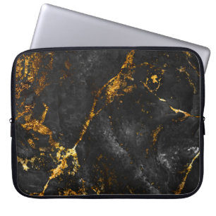 Black Gold Marble, Natural Pattern. Laptop Sleeve