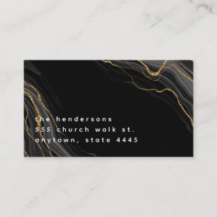 Black & gold marble pattern label business card