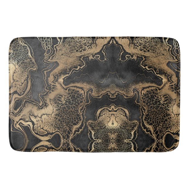 Black Gold Marble Pretty Bath Mat (Front)