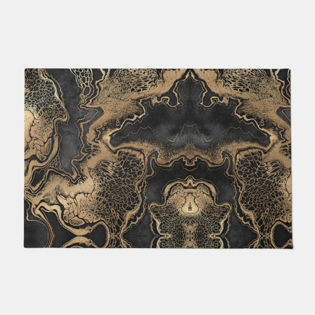 Black Gold Marble Pretty Doormat (Front)