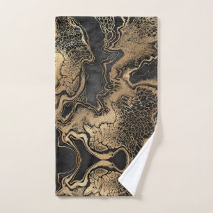 Black Gold Marble Pretty Hand Towel