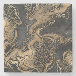 Black Gold Marble Pretty Stone Coaster