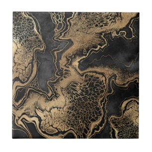 Black Gold Marble Pretty Tile