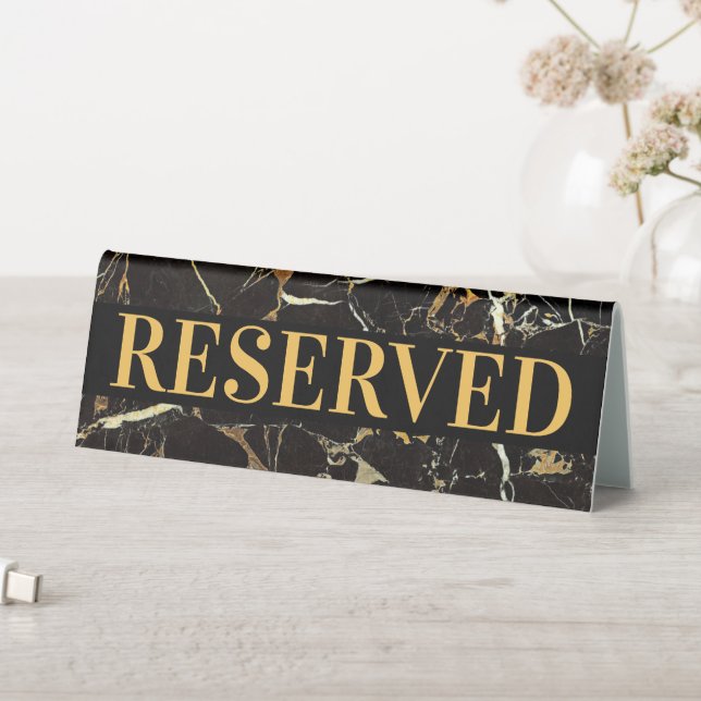 Black Gold Marble Reserved Table Sign (In SItu (Table))