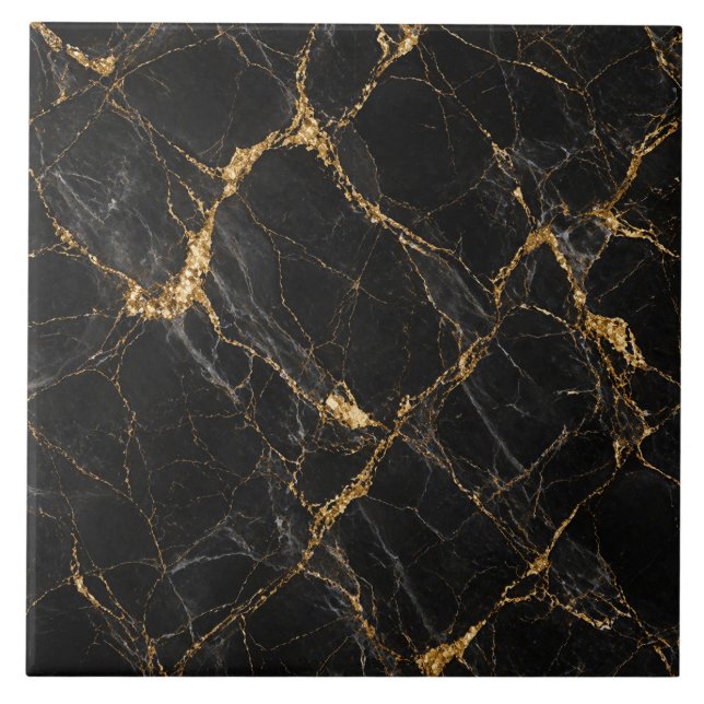 Black Gold Marble Seamless Luxury Pattern Tile (Front)