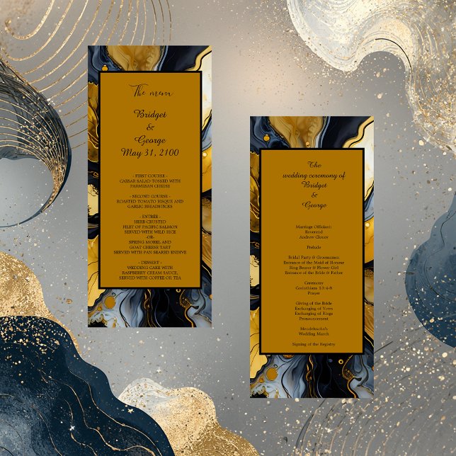black gold marble swirl wedding  programme (Creator Uploaded)