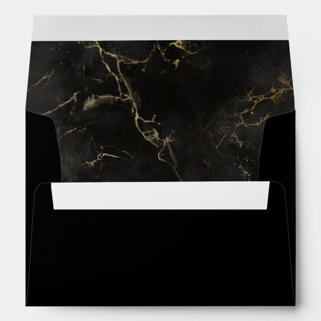 Black gold marble Texture 5x7 Invitation Envelope (Back (Bottom))