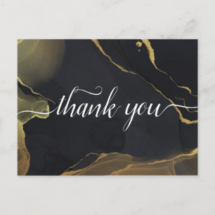 black & Gold Marble Thank you Postcard