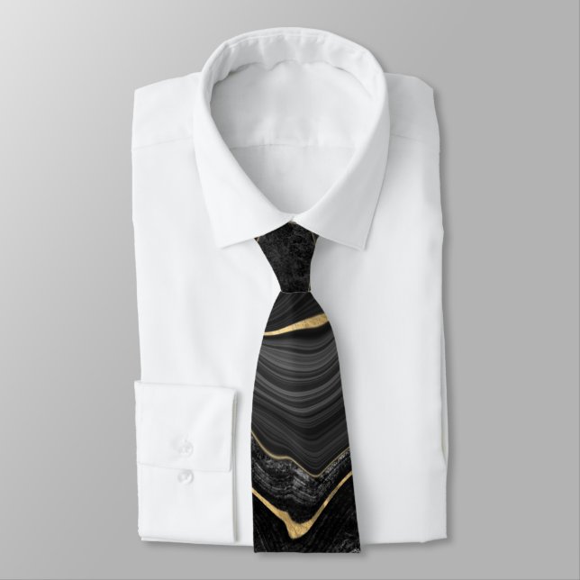 Black Gold Marble Tie (Tied)