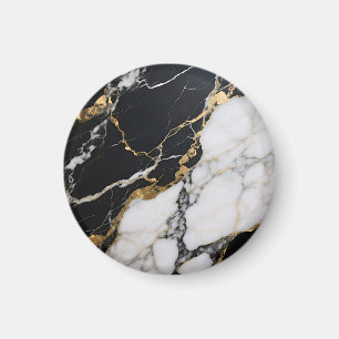 Black Gold Marble Veins Luxury Abstract Magnet