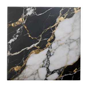 Black Gold Marble Veins Luxury Abstract Tile