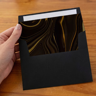 Black Gold Marble Wedding Envelope