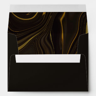 Black Gold Marble Wedding Envelope
