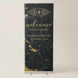 Black Gold Marble Wedding Welcome Sign