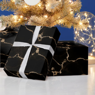 Black, Gold Marble Wrapping Paper