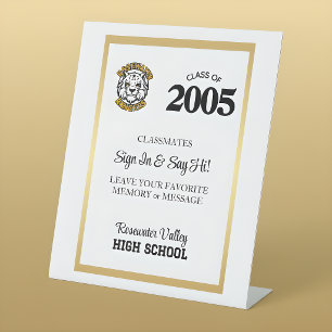 Black Gold Mascot Class Reunion Table Sign