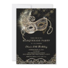 Black Gold Masquerade Birthday Invitation