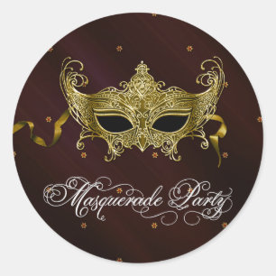 Black Gold Masquerade Party Stickers