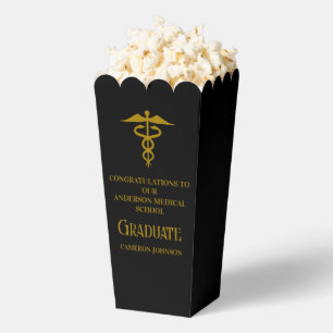 Black Gold Medical School Graduation Party Popcorn Favour Box
