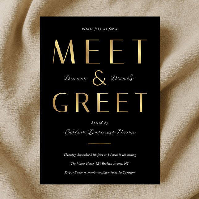 Black & Gold Meet and Greet Networking Business Invitation (Creator Uploaded)