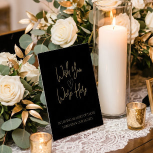 Black Gold Memorial In Loving Memory Wedding Pedestal Sign