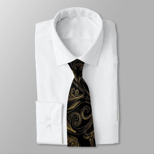 Black Gold Men's Tie (Tied)