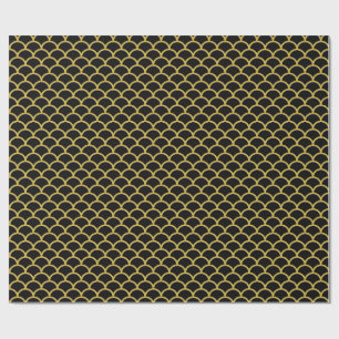 Black Gold Mermaid BIRTHDAY WEDDING WRAP Wrapping Paper